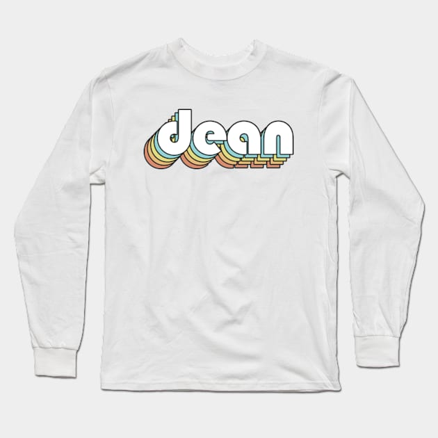 Dean - Retro Rainbow Typography Faded Style Long Sleeve T-Shirt by Paxnotods